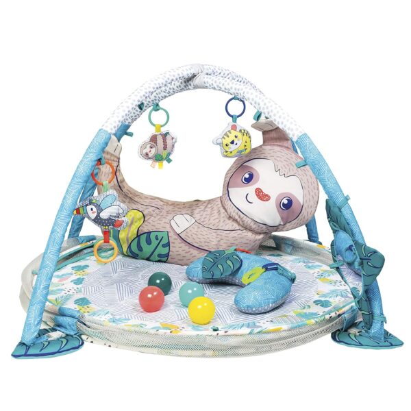 Infantino Gimnasio de Actividades 4 en 1 con Pelotero – Tapete Sensorial para Bebés y Nnfantino Gimnasio de Actividades 4 en 1 con Pelotero – Tapete Sensorial para Bebés y Toddlers con Juguetes Intercambiables y 40 Pelotas, oso perezoso