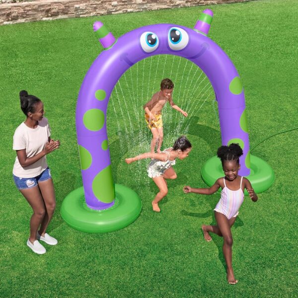 Bestway -Aspersor Inflable Gigante Friendly Monster – Arco de Agua para Jardín y Juegos de Verano