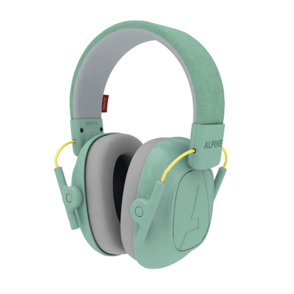 Alpine Muffy Kids - Auriculares con cancelación de ruido para niños, certificado CE y ANSI, 25 dB, ayuda sensorial y de concentración, verde
