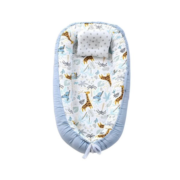 Tumbona o Nido Portátil para Bebé de 0- 24 meses, 100% algodón con Diseño de safari