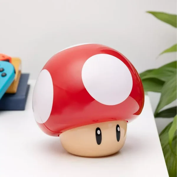 Lámpara Super Mario Hongo con Luz LED y Sonido “Level-Up” – Figura Decorativa Coleccionable