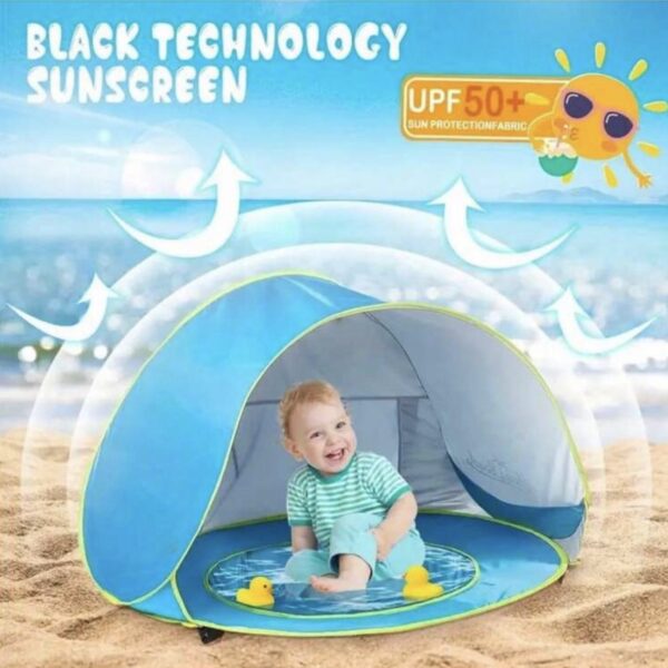 Tienda de Playa Infantil con Toldillo y Piscina – Plegable, UPF 50+, Protección Solar para Bebés y Niños, 125 × 80 × 70 cm