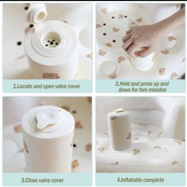 Silla Inflable para Bebé Multifuncional – Entrenamiento para Sentarse, Juego y Baño (6m+), oso