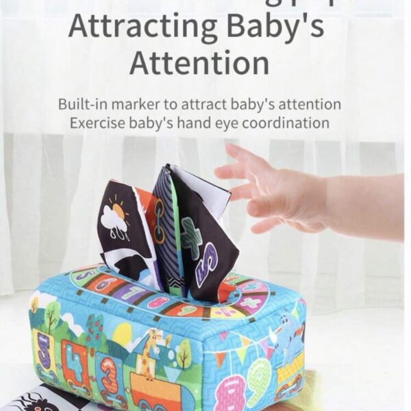 Caja de Pañuelos Sensoriales Montessori para Bebés +12 Meses – Juguete Educativo de Estimulación Temprana, número