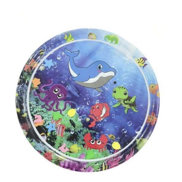 Alfombra sensorial de agua interactiva, gruesa y refrescante, con peces para el juego de niños 95 cm diámetro, delfín