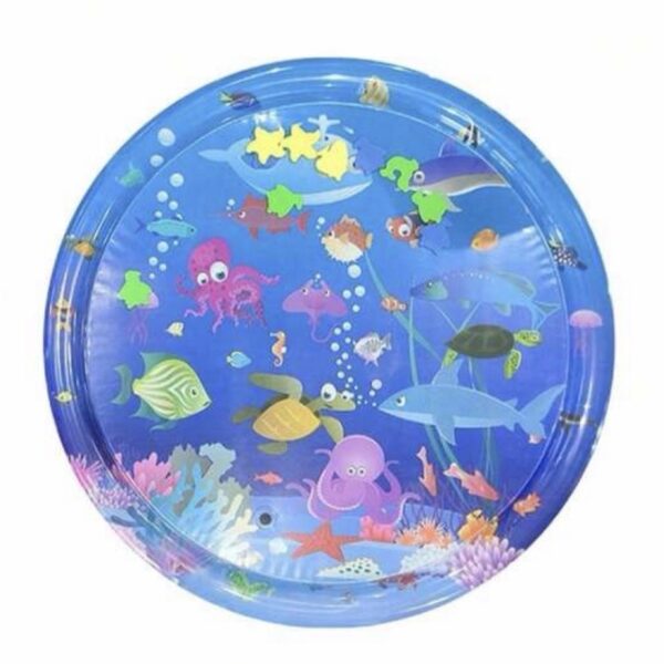 Alfombra sensorial de agua interactiva, gruesa y refrescante, con peces para el juego de niños 95cm diámetro, animales marinos