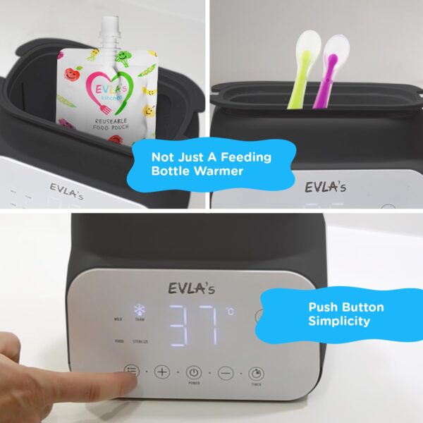EVLA’S Calentador de Biberones Multifunción – Calienta, Descongela y Esteriliza con Control Preciso de Temperatura – blanco