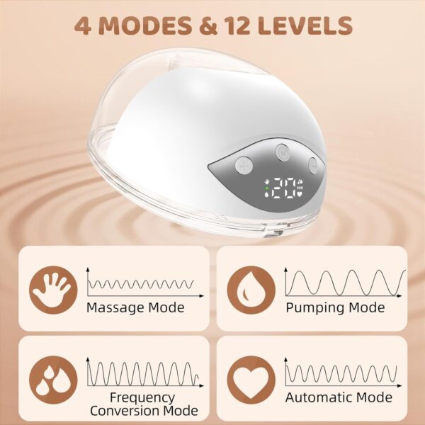 Extractor de Leche Eléctrico Manos Libres MY378– 4 Modos, 12 Niveles de Succión, Silencioso y Portátil, tamaño de brida de 24, 21 y 19mm, 210ml por copa, dos copas, con estuche