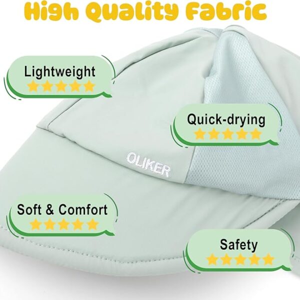 Sombrero de Sol para Bebé UPF 50+ con Malla Transpirable y Protector de Cuello – Ajustable y de Secado Rápido, tamaño 0-6 meses, azul