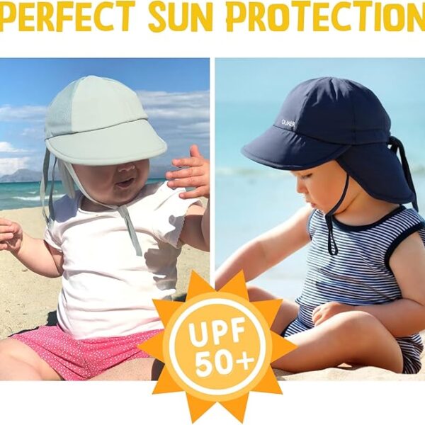 Sombrero de Sol para Bebé UPF 50+ con Malla Transpirable y Protector de Cuello – Ajustable y de Secado Rápido, tamaño 6-24 meses, azul