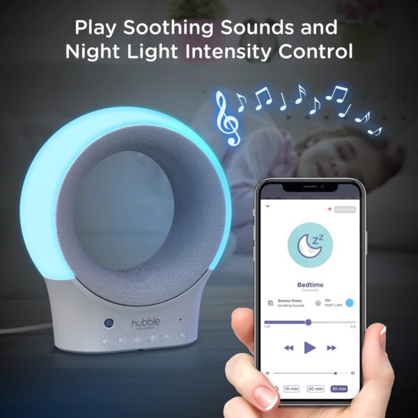 Hubble Eclipse Soother Monitor de Audio Wi-Fi para Bebés – Luz Nocturna de 7 Colores, Sonidos Relajantes, Ruido Blanco y Entrenador de Sueño con App