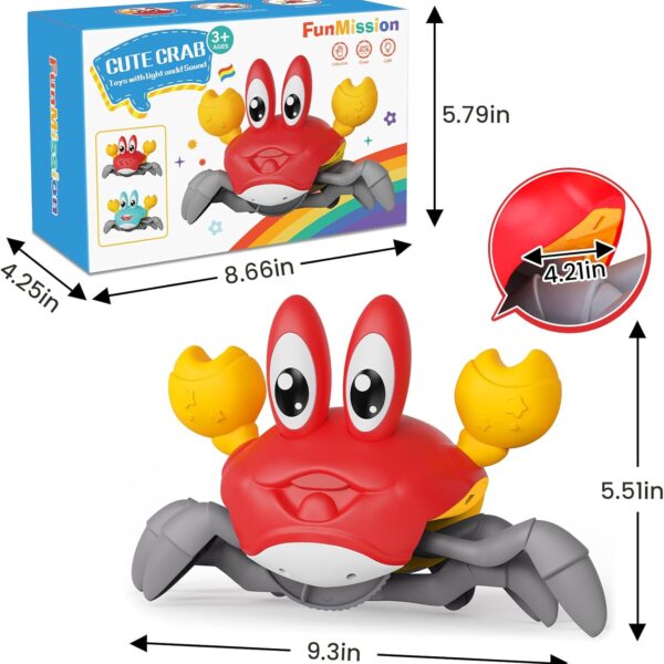 Cangrejo Interactivo Musical con Luz LED – Juguete Sensorial Gateador Recargable (rojo)