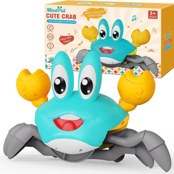Cangrejo Interactivo Musical con Luz LED – Juguete Sensorial Gateador Recargable (Verde)