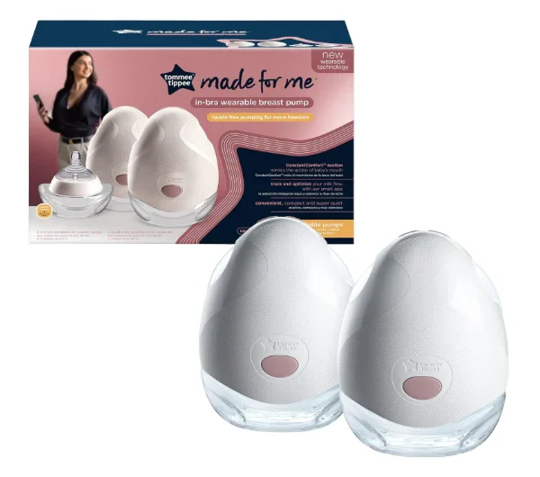 Tommee Tippee Made for Me Extractor de Leche Eléctrico Doble Portátil – Manos Libres, Uso Interno en el Sostén, Silencioso, con App y Batería de 4 Horas