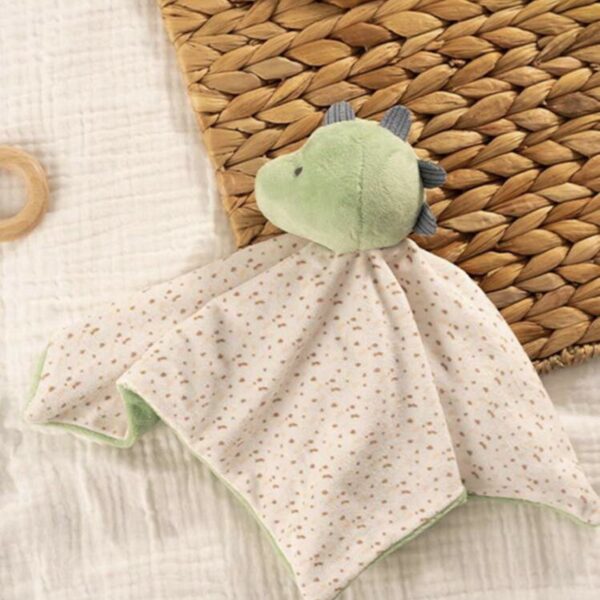 Manta de Apego para Bebé 29×29 cm – Suave y Esponjosa con Personaje de Tela, Dou Dou de Seguridad para Recién Nacido, dinosaurio estegosaurio naranja