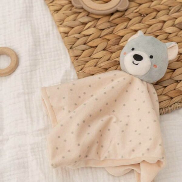 Manta de Apego para Bebé 29×29 cm – Suave y Esponjosa con Personaje de Tela, Dou Dou de Seguridad para Recién Nacido, oso