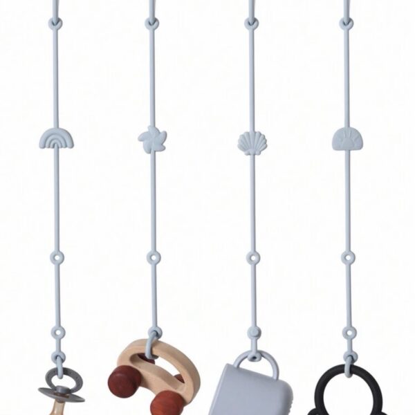 Correa de Silicona para Chupete o Juguete de Bebé (1 Unidad) – Ajustable, BPA Free, Uso en Cochecito, Silla Alta y más. Color celeste