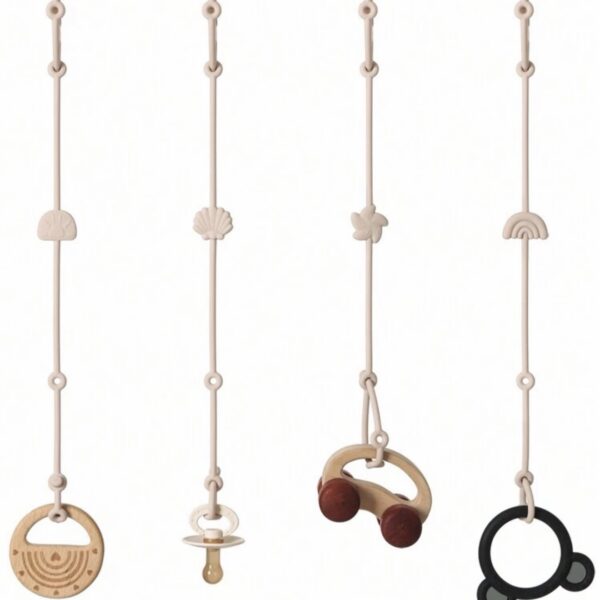 Correa de Silicona para Chupete o Juguete de Bebé (1 Unidad) – Ajustable, BPA Free, Uso en Cochecito, Silla Alta y más. Color beige