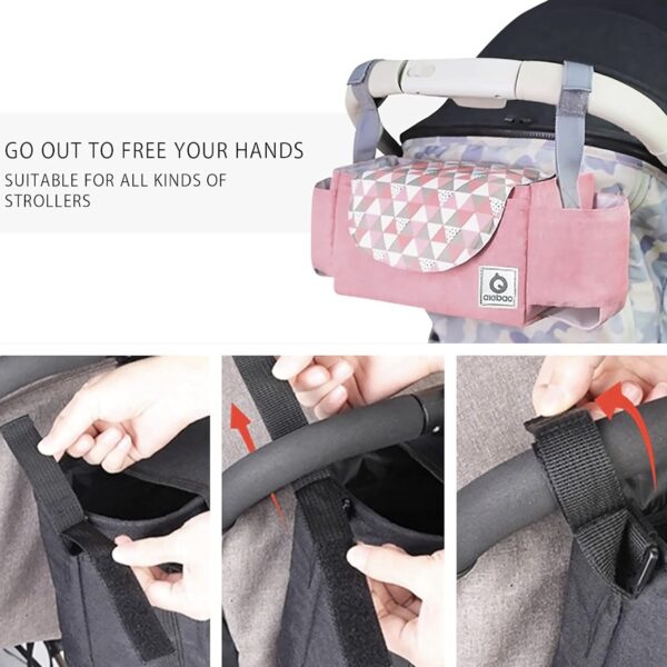 Bolsa Organizadora para Cochecito de Bebé con Portavasos – Organizador Universal para Carriola, Compartimentos Amplios y Correa Reforzada, Uso como Bolso de Mano (verde)