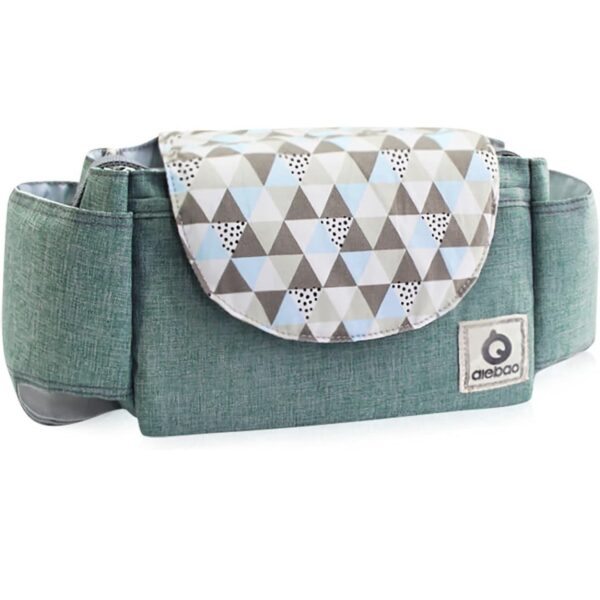 Bolsa Organizadora para Cochecito de Bebé con Portavasos – Organizador Universal para Carriola, Compartimentos Amplios y Correa Reforzada, Uso como Bolso de Mano (verde)