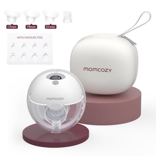 Momcozy Extractor de Leche Eléctrico Portátil M5 - Manos Libres, Diseño de Boca de Bebé, Brida de Doble Sellado, 3 Modos y 9 Niveles de Succión, Tamaño de 24mm con bridas de 21,19 y 17mm (una copa)