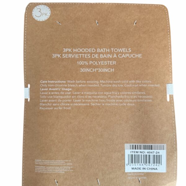 Set de 3 Salidas de Baño para Bebé con Capucha 76×76 cm – Toallas Suaves y Absorbentes, Uso Diario, conejito rosa