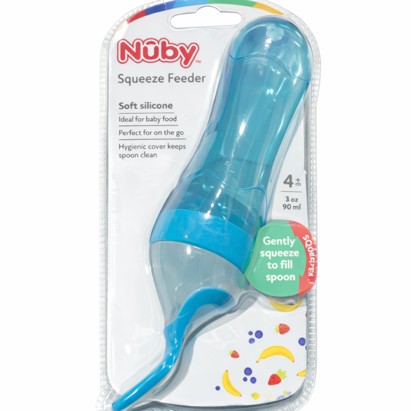 Nuby-Alimentador de Silicona con Cuchara 90 ml – Para Purés y Cereales (6+ meses)