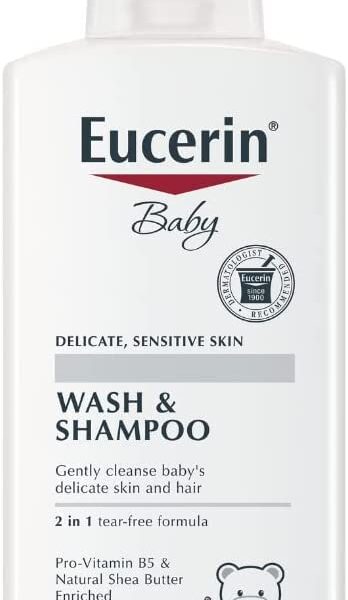 Eucerin Baby Wash & Shampoo 2 en 1 Sin Lágrimas 13.5 oz | Limpieza Suave para Bebé | Hipoalergénico y Sin Fragancia