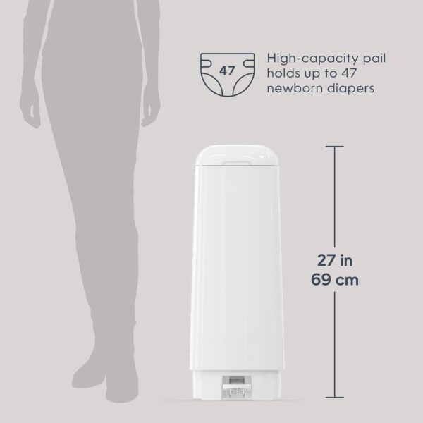 Diaper Genie Signature con pedal + 2 recargas Easy Roll, basurero o contenedor de pañales | Control de olores | Con 48 bolsas para una capacidad hasta 2256 pañales