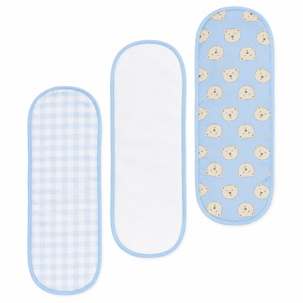 Set de 3 Paños para Eructar de Bebé de Algodón – Absorbentes y Suaves (47 × 19 cm)