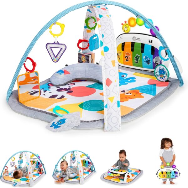 Baby Einstein Kickin’ Tunes 4 en 1 Gimnasio Musical para Bebé con Piano | Alfombra de Actividades con Luces, Sonidos y 7 Juguetes | 0-36 Meses