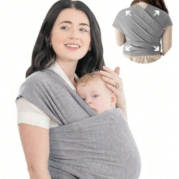 Fular Portabebés Ergonómico Ajustable | Portabebé Elástico para Recién Nacido (0-36 Meses) | Soporte Lumbar y Máxima Comodidad | Talla Única XS–XXXL, gris