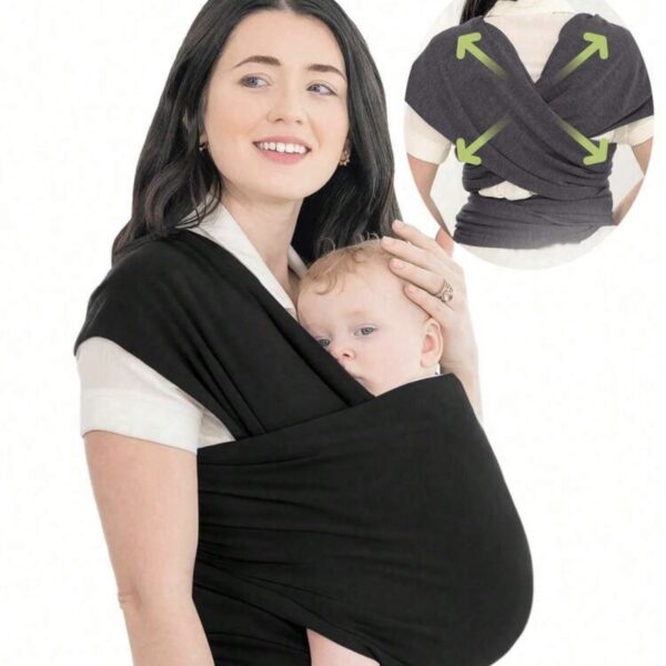 Fular Portabebés Ergonómico Ajustable | Portabebé Elástico para Recién Nacido (0-36 Meses) | Soporte Lumbar y Máxima Comodidad | Talla Única XS–XXXL, negro