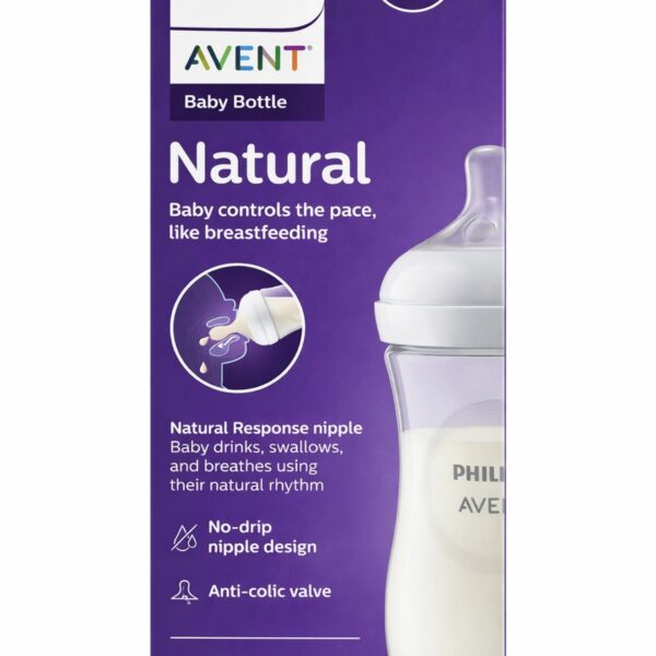 Biberón Philips Avent Natural Response 9 oz (260 ml) – Flujo Natural Anticólicos, de 3 a 6 meses, flujo medio 3