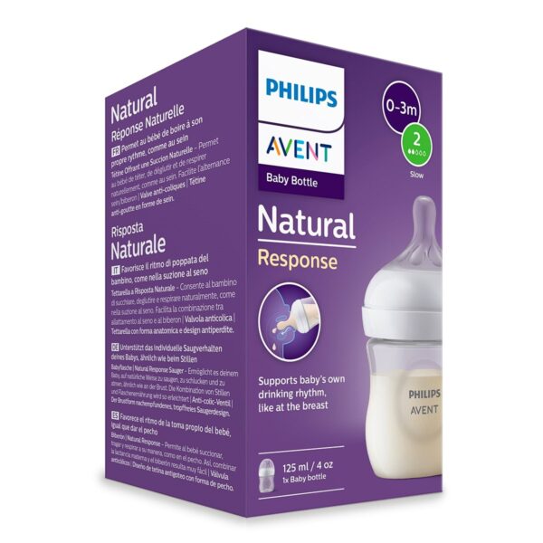 Philips AVENT Biberón Natural con Tetina Natural Response Anticólicos 125 ml – Flujo 2