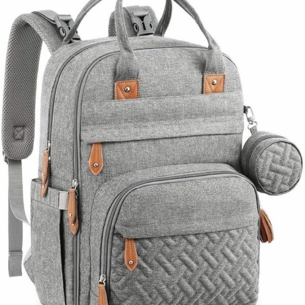 BabbleRoo – Mochila pañalera XL original, gris claro