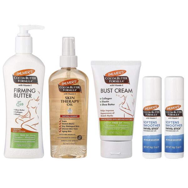 Palmer’s Cocoa Butter Formula New Mommy Skin Firming Recovery Set – Incluye 5 Productos Reafirmantes Postparto