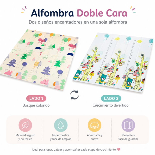 Alfombra de Juego reversible y plegable– Diseño pinos y animales (150x200cm)