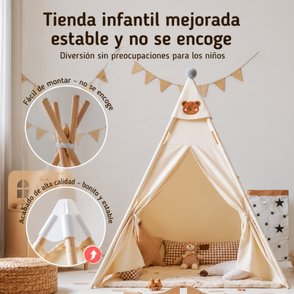Tienda Tipi Infantil con Colchoneta y Accesorios completos– 140 cm | Espacio de Juego para Niños