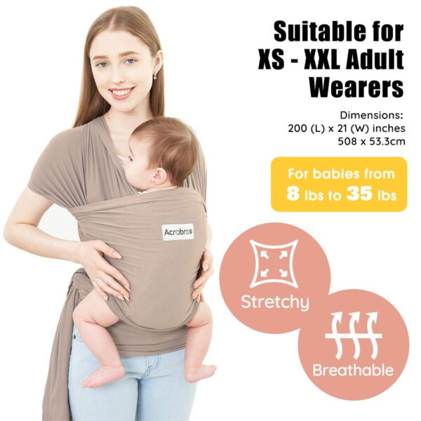 Acrabros Fular Porta Bebé – Portabebé o cargador Ergonómico, Ligero y Transpirable para Recién Nacidos hasta 16 kg (beige)