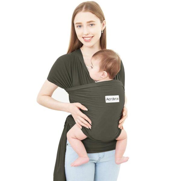Acrabros Fular Porta Bebé – Portabebé o cargador Ergonómico, Ligero y Transpirable para Recién Nacidos hasta 16 kg (gris oscuro)