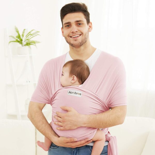 Acrabros Fular Porta Bebé – Portabebé o cargador Ergonómico, Ligero y Transpirable para Recién Nacidos hasta 16 kg (rosado)