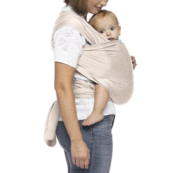 Moby Evolution Baby Wrap Carrier Almond Portabebé Ajustable 8-33 lbs – Fular Portabebé Ergonómico para Recién Nacidos, almendra