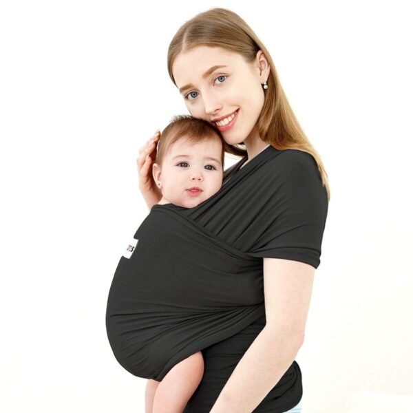 Acrabros Fular Porta Bebé – Portabebé o cargador Ergonómico, Ligero y Transpirable para Recién Nacidos hasta 16 kg (negro)