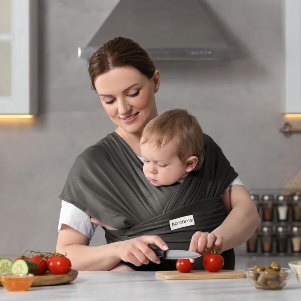 Acrabros Fular Porta Bebé – Portabebé o cargador Ergonómico, Ligero y Transpirable para Recién Nacidos hasta 16 kg (gris oscuro)