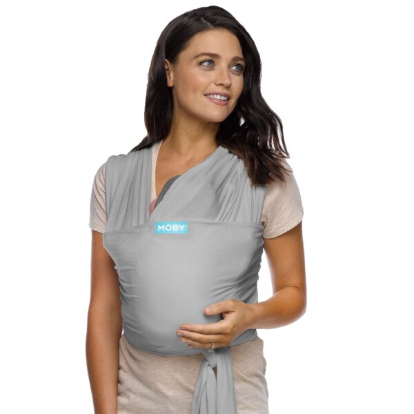Moby Evolution Baby Wrap Carrier Almond Portabebé Ajustable 8-33 lbs – Fular Portabebé Ergonómico para Recién Nacidos, gris piedra