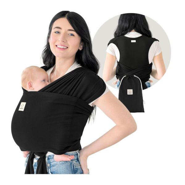 Keababies- Fular Portabebé KeaBabies D-Lite Ajustable con Anillos – Ergonómico, Transpirable, Manos Libres (Recién Nacido a Niño Pequeño de 7 a 44 libras) Negro