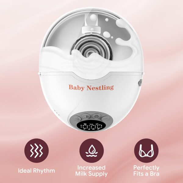 Mumior- Extractor de Leche Materna Manos Libres con Base Térmica MY381 – Portátil, 4 Modos y 12 Niveles, Pantalla LED y Voz, 2 copas Gris