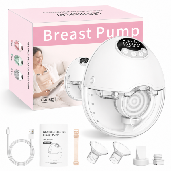 Extractor de Leche Eléctrico Inalámbrico Manos Libres MY-382 | Silencioso, 4 Modos de estimulación y 12 Niveles de potencia, 24, 21 y 19mm, 1 copa en blanco