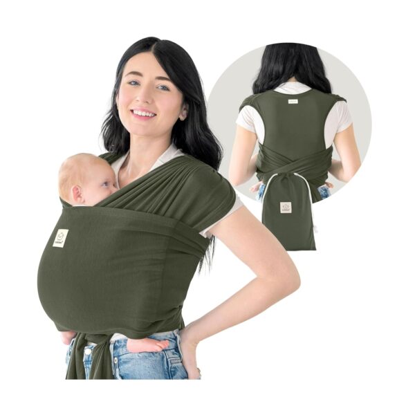 Keababies- Fular Portabebé KeaBabies D-Lite Ajustable con Anillos – Ergonómico, Transpirable, Manos Libres (Recién Nacido a Niño Pequeño de 7 a 44 libras) verde musgo